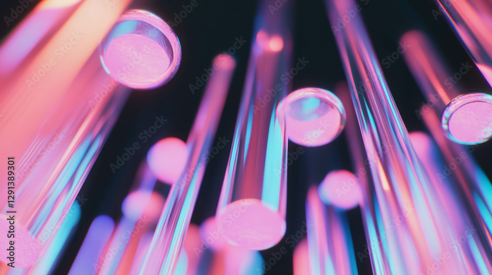 Poster Futuristic tubes with gradient glow for modern abstract design