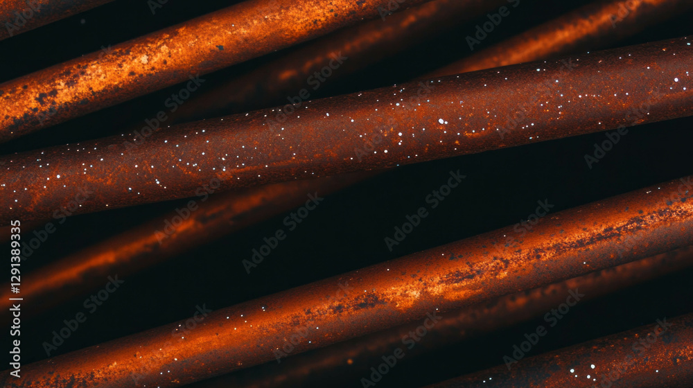 Poster industrial aesthetic background with rusted pipes patterns for design projects