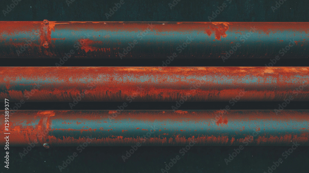Aufkleber Industrial pipe background with subtle rust patterns for design and decor