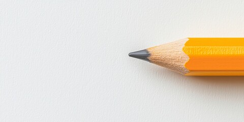Close-up of a sharpened yellow pencil on a blank surface