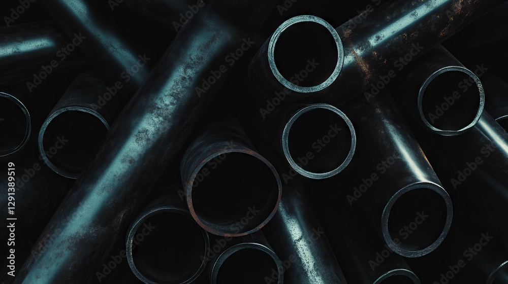 Poster industrial pipe background with varied diameters for design projects