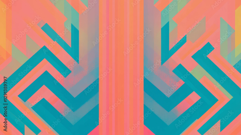 Poster Vibrant geometric pixel art background with colorful patterns for digital design