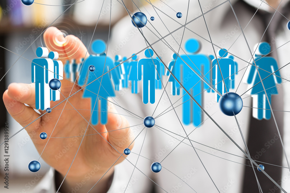 Poster Global network. Blockchain. 3D illustration. Neural networks and artificial intelligence. Abstract