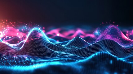 Abstract background featuring glowing lines and waves in vibrant colors with a smooth texture and depth