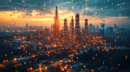 Fototapeta premium A futuristic industrial district powered entirely by hydrogen fuel cells and AI-based grid management