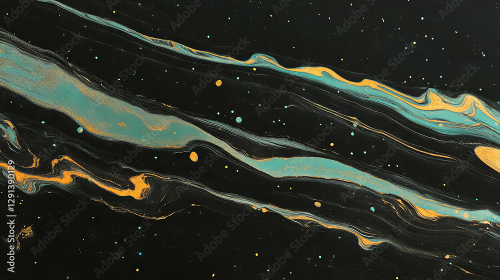 Aufkleber abstract marble texture with flowing patterns in black and gold background