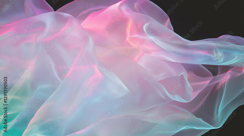 Poster Fluid texture and subtle color gradient in translucent plastic background for design