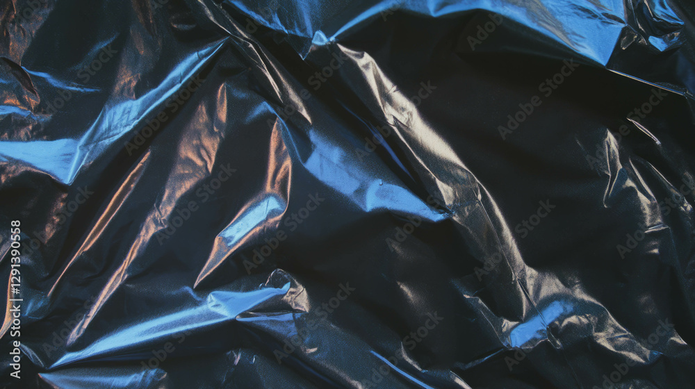 Poster shiny textured plastic surface with reflective crumples for creative design projects