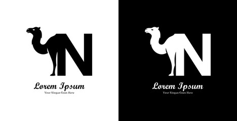 camel shaped logo design combined with the letter N