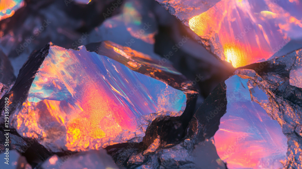Poster polished obsidian background with vibrant reflections for creative design projects