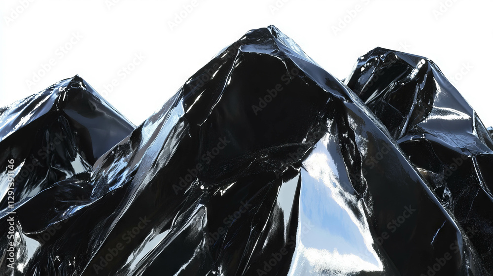 Poster Shiny polished obsidian surface with sharp reflections for modern designs