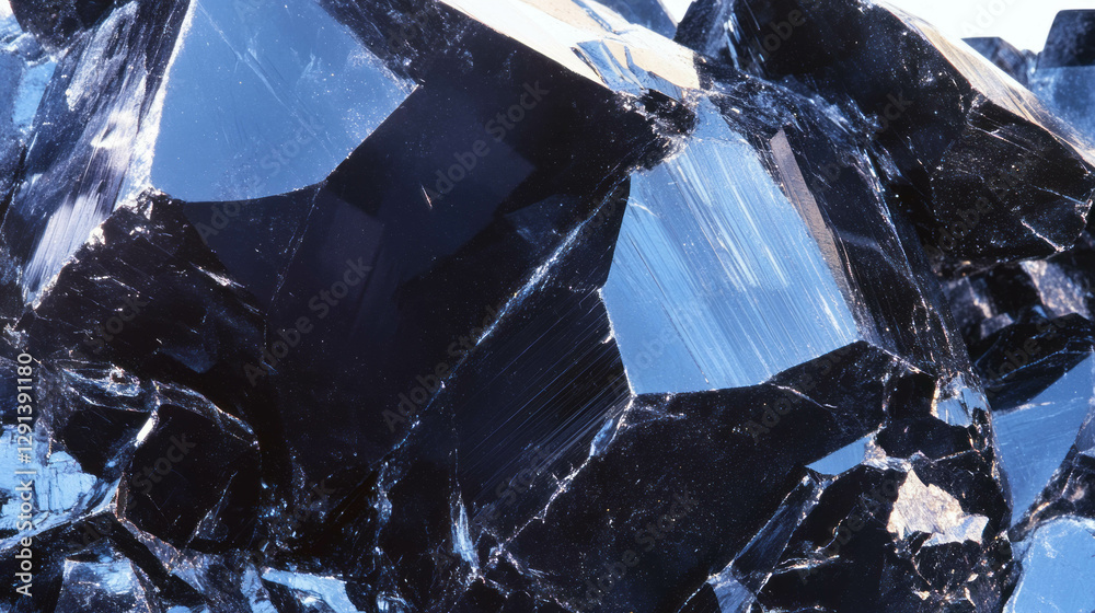 Poster polished obsidian surface with sharp reflections for modern design and decor