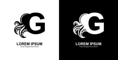 octopus shaped logo design combined with the letter G