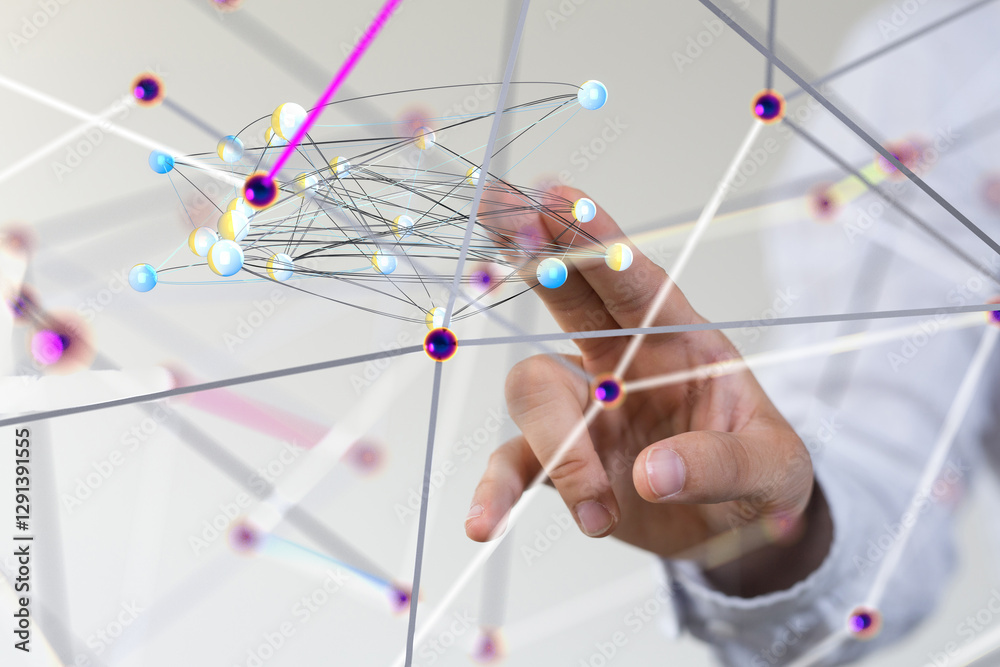 Poster Big data visualization background.Abstract technology - 3d