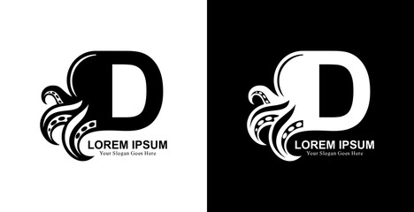 octopus shaped logo design combined with the letter D © Yohanes