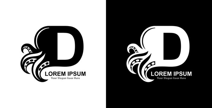 octopus shaped logo design combined with the letter D