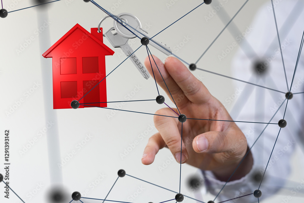 Poster home choice Big data and artificial intelligence concept. Machine learning and cyber mind domination
