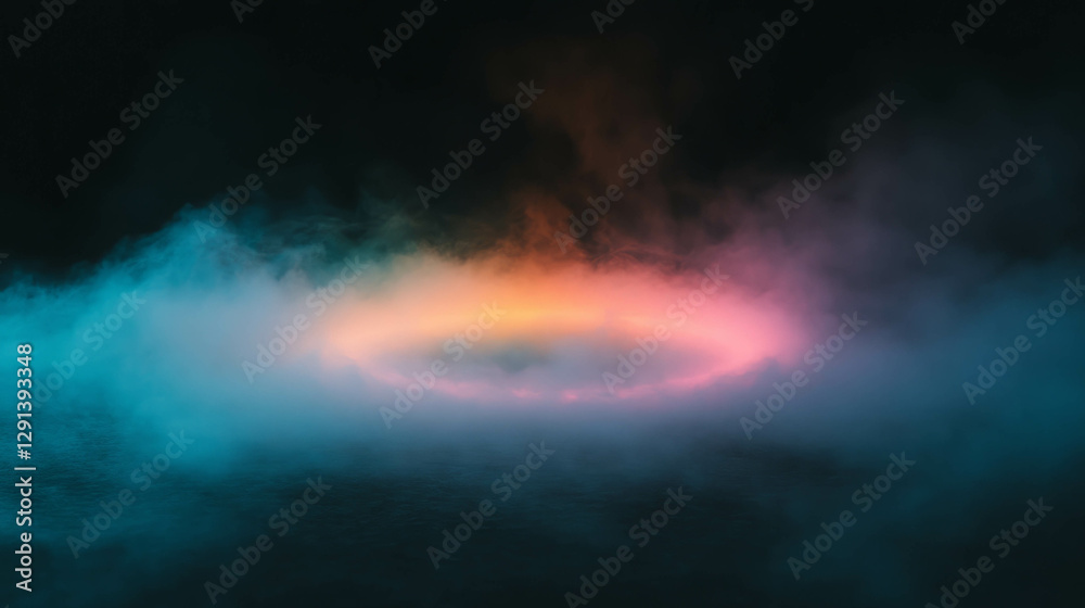 Poster Mystical swirl of rainbow light in foggy atmosphere for dynamic design background