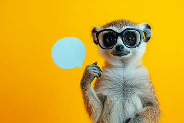 Fototapeta premium Meerkat with Glasses and Speech Bubble