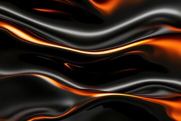 Shimmering waves of dark fabric with vibrant orange highlights c