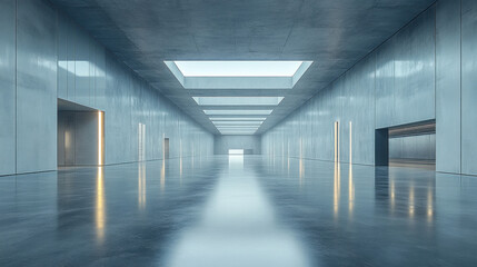 A sleek minimalist industrial facility with geometric architectural design and smart production lines