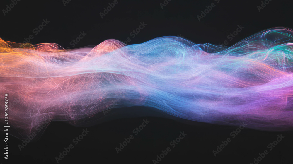 Poster ethereal rainbow light and smoke effect for creative design and background use