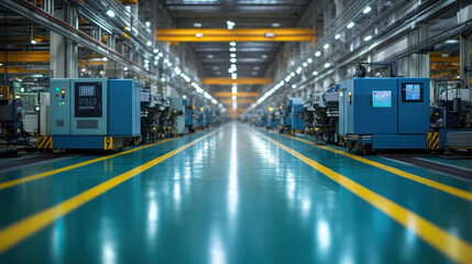 Obraz premium A smart factory where IoT sensors detect equipment wear and schedule predictive maintenance