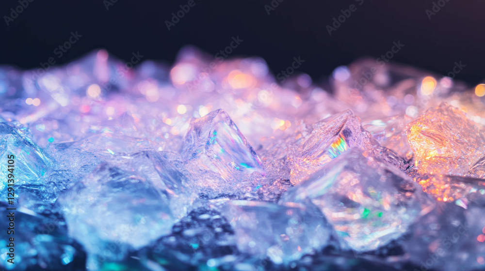Poster vibrant rainbow light reflection on ice crystals for abstract background and creative design