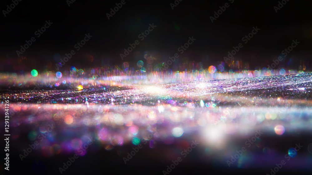 Poster Ethereal rainbow light reflection on ice with bokeh effect for abstract design