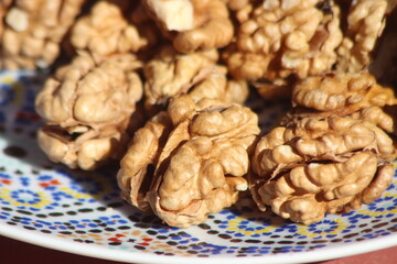 A close-up of peeled walnuts