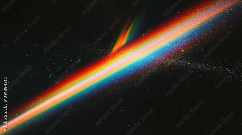 Aufkleber vivid spectrum of rainbow light with textured sparkling background