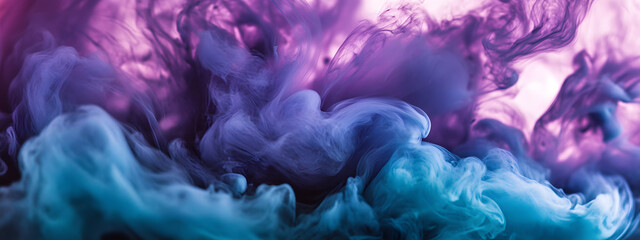 A close-up of purple and teal smoke, dark turquoise and light magenta
