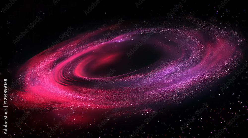 Poster cosmic swirl of red and purple nebula in deep space for astronomy themes