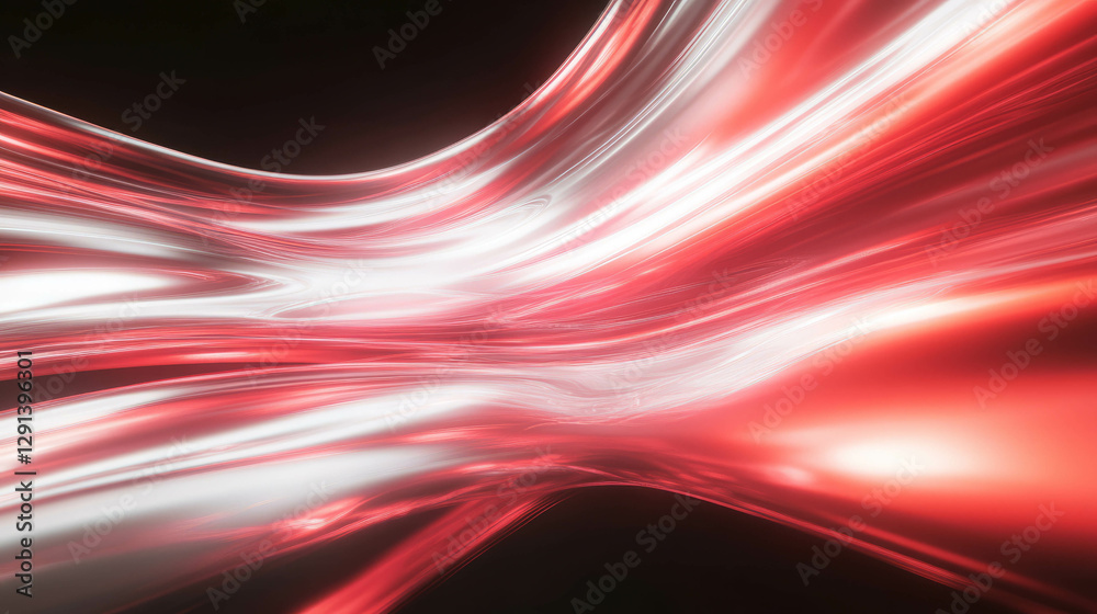 Poster abstract flowing red and white light waves for modern design