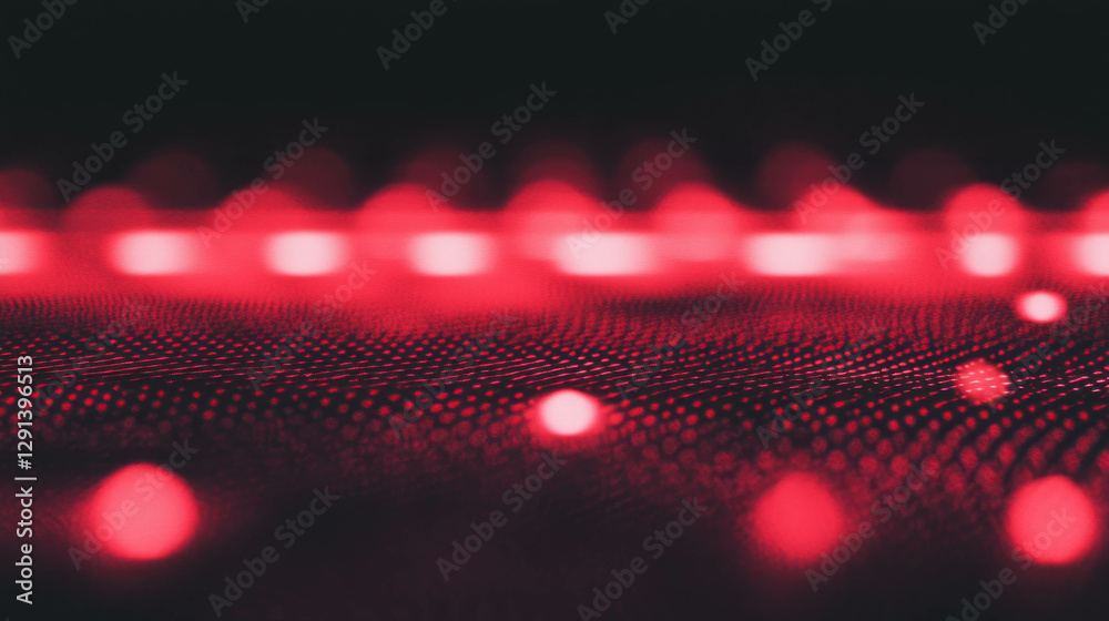 Poster Futuristic red light gradient with abstract dotted pattern for background design