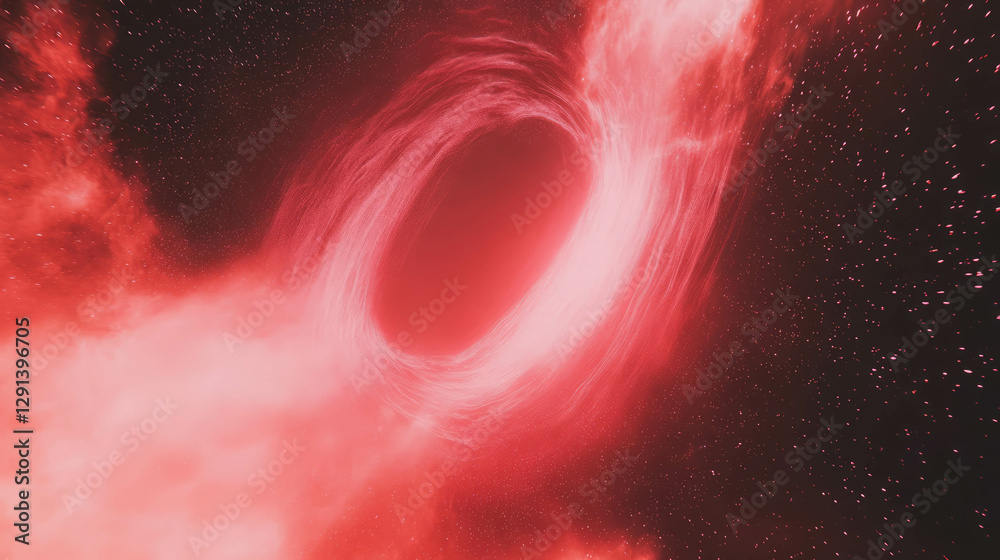 Poster Swirling red light vortex in cosmic space background for abstract design