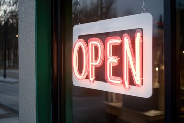 Neon sign glowing in dusk, inviting customers with bright, vibra