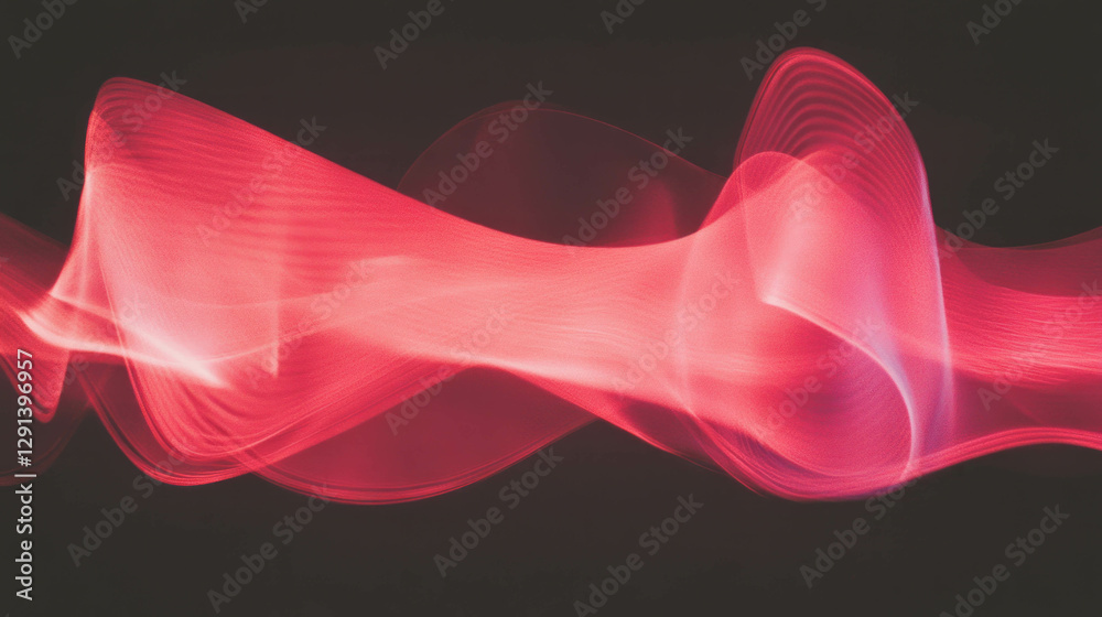 Poster Abstract geometric light patterns with vibrant red waves for dynamic design