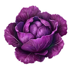Obraz premium Vibrant purple cabbage with intricate leaf patterns in natural light cut out - stock png.