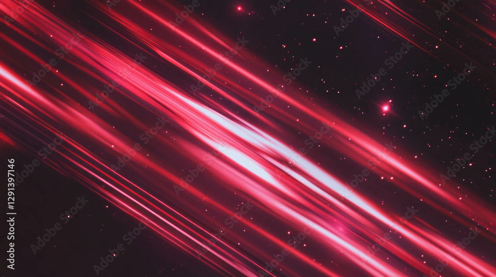 Aufkleber Abstract red light background with dynamic shapes and starlit pattern