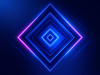 Fototapeta premium Abstract Diamond Tunnel Glowing Neon Light Geometric Pattern Art Futuristic Background Design