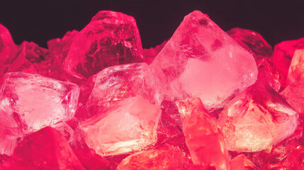 Fototapeta premium Vibrant red light reflection on ice crystal background for creative designs
