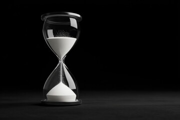 Elegant hourglass illuminated against dark backdrop, symbolizing