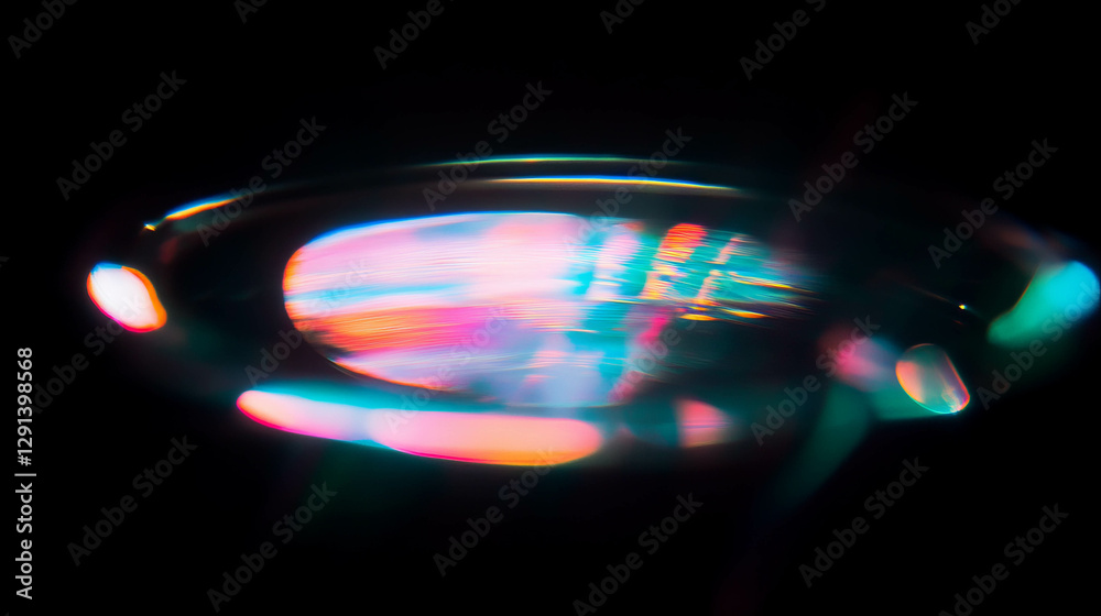 Poster retro light refraction through textured glass creating vibrant spectrum