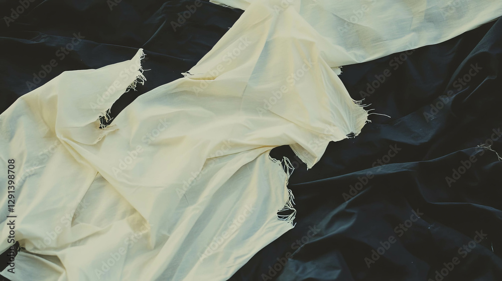 Aufkleber Torn fabric with frayed edges background for creative design projects