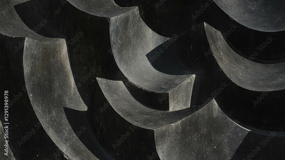 Poster abstract concrete texture with curved geometric carving for modern design