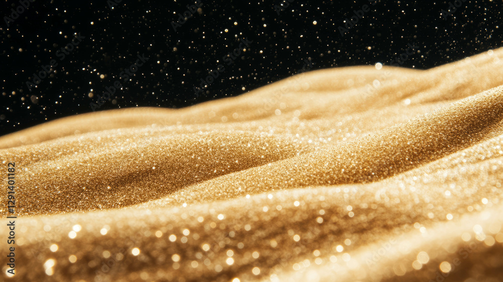 Poster golden sand waves with sparkling texture for background design