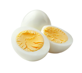 Halved Hard-Boiled Eggs Displaying the Yolks on transparent background, egg png, boiled egg png