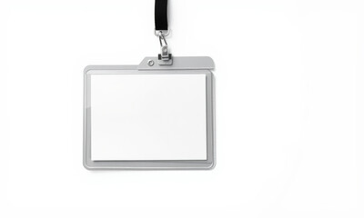 blank badge holder with lanyard, ideal for identification purposes, showcasing clean design and versatility for various events