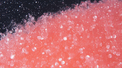 Vibrant pink microbeads and bubbles texture for skincare and cosmetic design